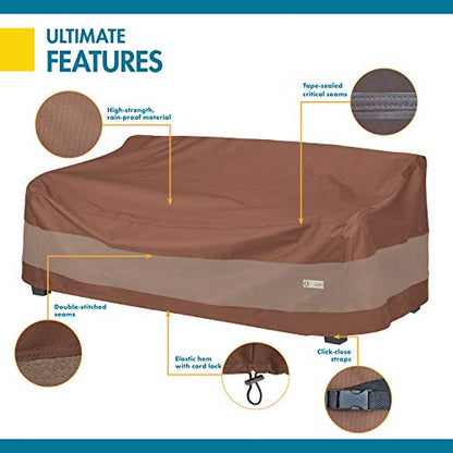 DUCKCOVERS Ultimate Waterproof Patio Sofa Cover, Outdoor Couch Cover with All Weather Protection, Patio Furniture Covers with Attachment Strap, 77W x 35D x 35H inch, Outdoor Sofa Cover