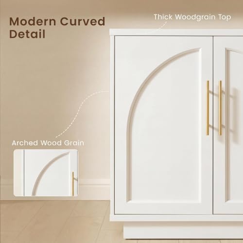 59" Sideboard Cabinet with Arched Doors,Cream Grey(Not White), view 5