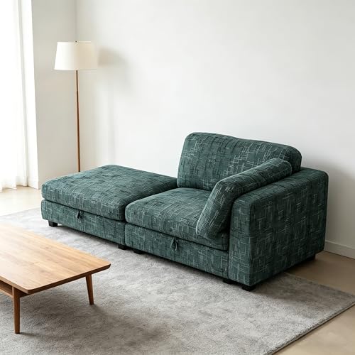 Comfy Chenille Upholstered Reversible Storage Chaise Lounge Indoor for Living, view 5