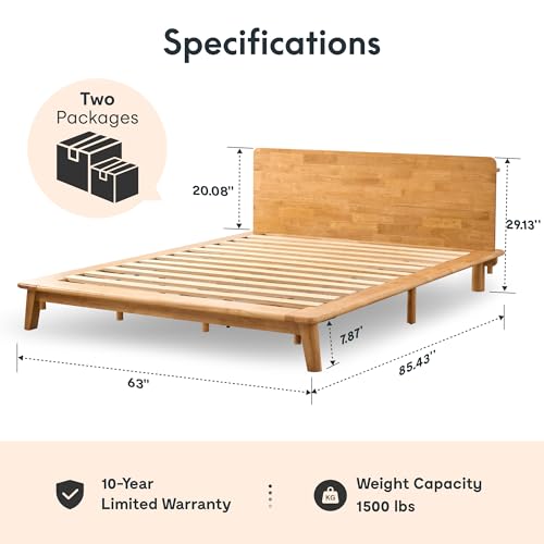 Solid Wood Platform Bed with Tool-Free Assembly, view 3