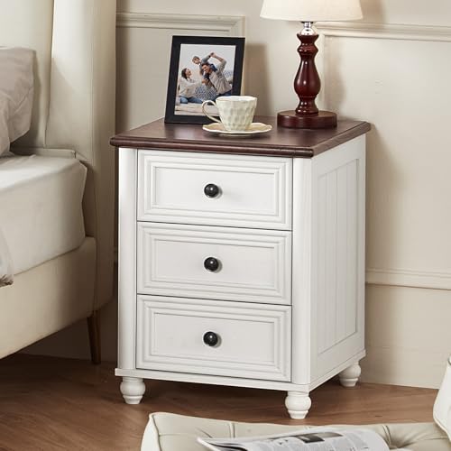 18" Night Stand with 3 Drawers, Farmhouse Modern Nightstand, view 7
