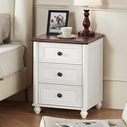 18" Night Stand with 3 Drawers, Farmhouse Modern Nightstand, view 7