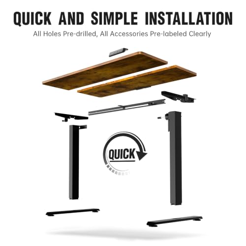 47.2 Inch Large Electric Standing Desk, Gaming Table, Brown, view 5