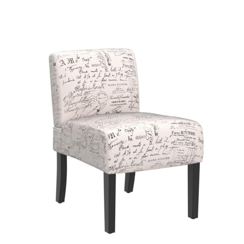 Armless Accent Chair Set of 2, Modern Living Room Chairs with Thick Cushion & Solid Wood Legs, Fabric Comfy Bedroom Chair Slipper Chair Accent Chairs Corner Side Chair Living Room Furniture, White