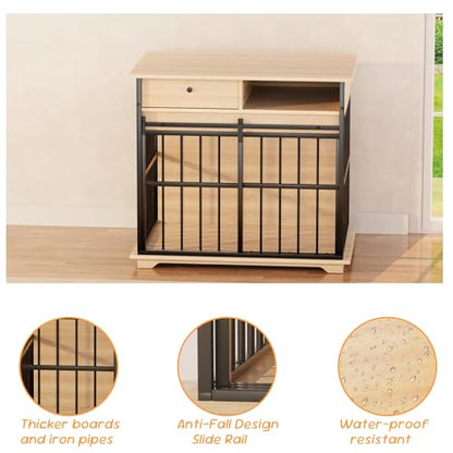 35.5" Dog Crate Furniture, Dog Kennel Indoor with Wheels for Medium Small Dogs, view 6