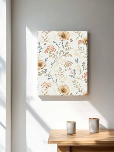 NuYeBiofx Country Floral Ombre Herb Canvas Wall Art Prints,48"x32" Framed Picture Artwork Retro Blossom Flower Printed Canvas Oil Painting for Living Room Bedroom Office,Ready to Hang