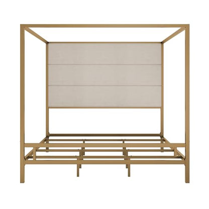 LUMISOL Gold Canopy Bed Frame King, view 6