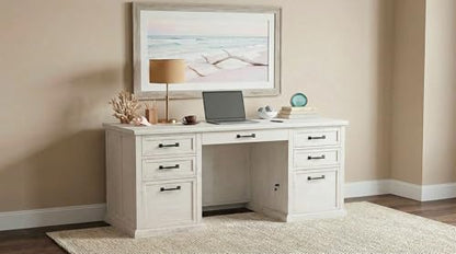 Coaster Altidore 68-Inch 7-Drawer Executive Desk Distressed White 800796, view 3