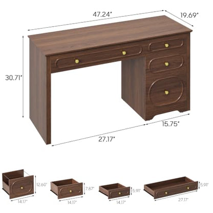 Executive Desk 47" with 3 Storage Drawers & A File Drawer, Walunt, view 3