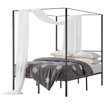 Canopy Bed Frame Full Size, Metal Canopy Bed with Four Posters Design, view 2
