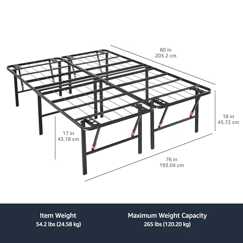 Foldable Metal Platform Bed Frame with Storage Space, Sturdy Steel, view 4