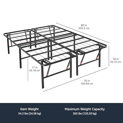 Foldable Metal Platform Bed Frame with Storage Space, Sturdy Steel, view 4