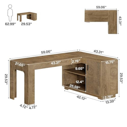 L-Shaped Desk with Storage Cabinet, view 3