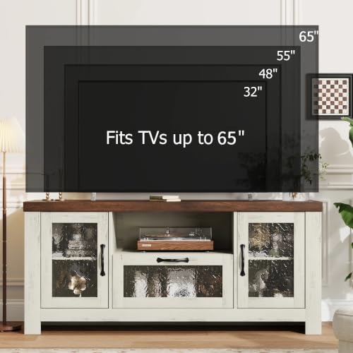 Farmhouse White & Brown TV Stand for 65 Inch TV for Living Room, view 3