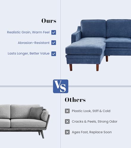 88" L-Shape Sofa, Chenille Sectional Couch, Mid Century Modern Couches with Solid Wood Frame for Living Room Bedroom