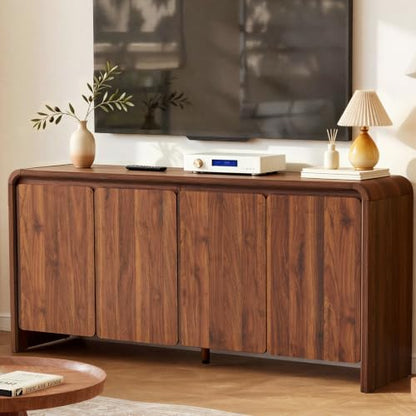 63" Sideboard Buffet Cabinet with Storage, Mid Century Modern Walnut, view 3