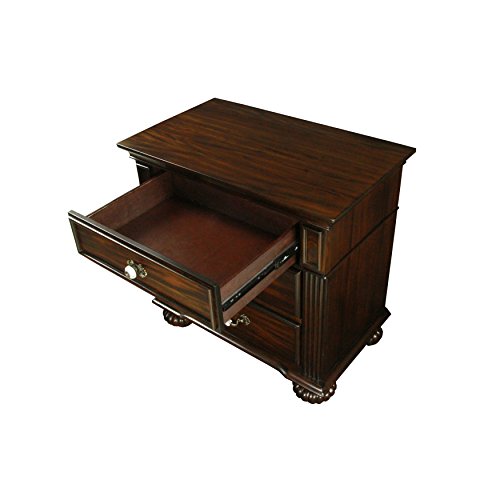 Malierd 3 Piece Traditional Bed Set with 2 Nightstands, Box Spring Required for Bedroom, King, Dark Walnut