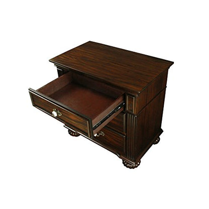 Malierd 3 Piece Traditional Bed Set with 2 Nightstands, Box Spring Required for Bedroom, King, Dark Walnut