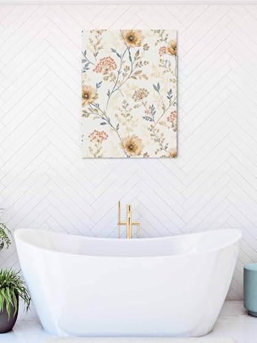 NuYeBiofx Country Floral Ombre Herb Canvas Wall Art Prints,48"x32" Framed Picture Artwork Retro Blossom Flower Printed Canvas Oil Painting for Living Room Bedroom Office,Ready to Hang