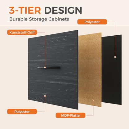 8 Drawer Fabric Dresser for Bedroom, Tall Dresser, Black Wood, view 6