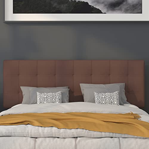 Bedford Tufted Upholstered Queen Size Headboard in Dark Brown Fabric