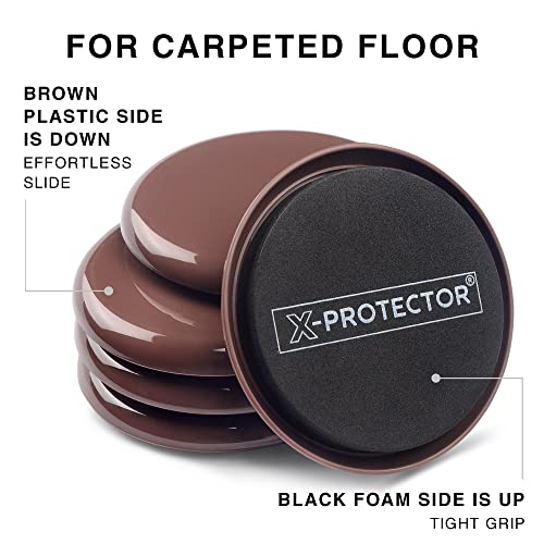 Furniture Sliders 4+4 Pack 5” - Multi-Surface Furniture Sliders for Carpet & Hard Floors - 4 Furniture Movers for Carpeted Floors and 4 Hardwood Socks - Move Your Furniture Easily!