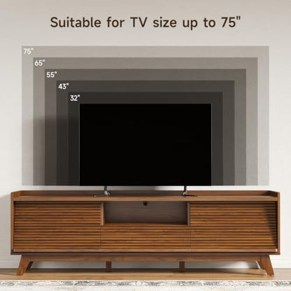 70" Mid-Century TV Stand for Living Room,Wood TV Console (24" H), view 8