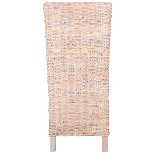 SAFAVIEH Furniture - Pembrooke Side Chair Set of 2-20' Seat Height - White-Washed - Mango Wood - Coastal Rattan Design - Ideal for Dining Room - Fully Assembled (FOX6520C-SET2)