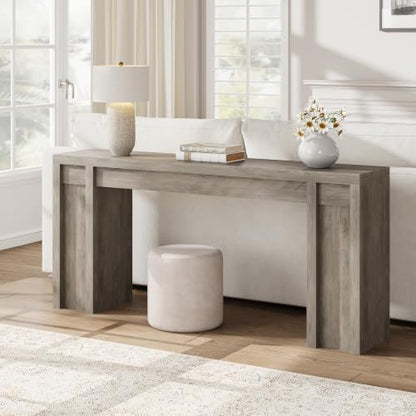 70.9 in Gray Entryway Table, Wooden Farmhouse Console Table Below Mounted TV, view 2