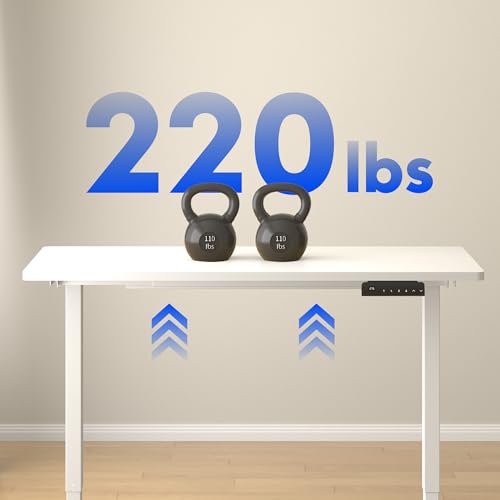 FLEXISPOT E3 Dual Motor Electric Standing Desk 55 x 28 Sit Stand Up Desk, Holds 220 lbs, Adjustable Height w/Memory Presets, One-Piece White Desktop & White Frame, Ships in 2 Boxes