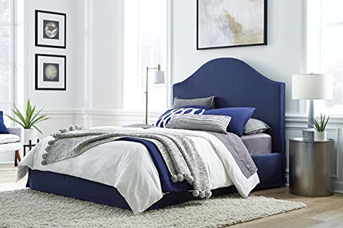 Solid Wood Upholstered Footboard-Storage Bed, California King, Sur - Navy, view 2