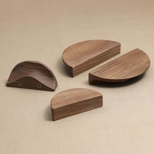 4.7 in-White Ash Wood 4 Pair Circular Wood Grain Cabinet Drawer Handles