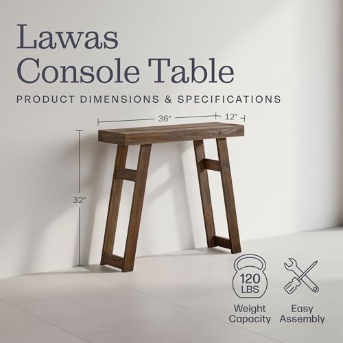 Lawas Solid Wood Console Table - 36 Inch Modern Farmhouse Small Entryway Table - Easy Assembly Living Room Furniture for Behind The Couch, Entryway, or Hallway (Brown)