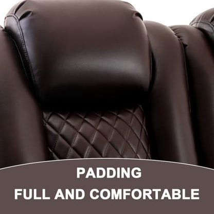 Loveseat Recliner, Recliner Sofa with Cup Holders and 2 Pillows, Wall Hugger Recliners & 135° Reclining Loveseat (Brown PU Leather Furniture)