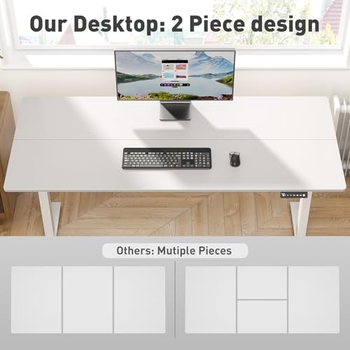 63 x 28 Inch Electric Standing Desk Adjustable Height, Sit Stand Desk, Stand up Desk for Home Office, Computer Workstation (Spliced Desktop,White)