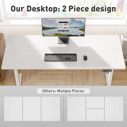 63 x 28 Inch Electric Standing Desk Adjustable Height, Sit Stand Desk, Stand up Desk for Home Office, Computer Workstation (Spliced Desktop,White)