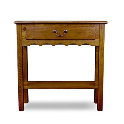 Wave Console Table, Solid Wood, with Drawer, for Entryways, Hallways, and Living Rooms, Medium Oak, 9021-MED