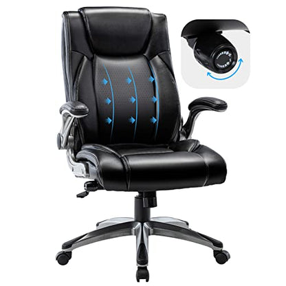 Executive Office Ergonomic Chair with Thick Bonded Leather, Flip-up Armrests, view 3