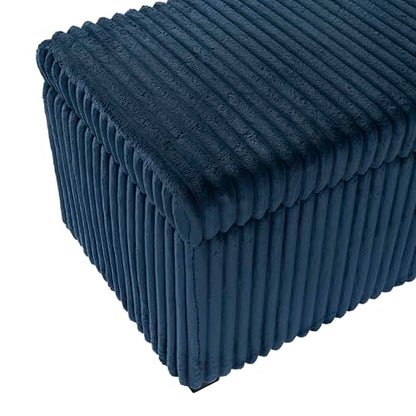 SAFAVIEH Couture Collection - Lynzie Navy Corduroy Storage Bench, Channel Tufted Upholstered Seat with Hidden Storage, Modern Accent Furniture (SFV6114C)
