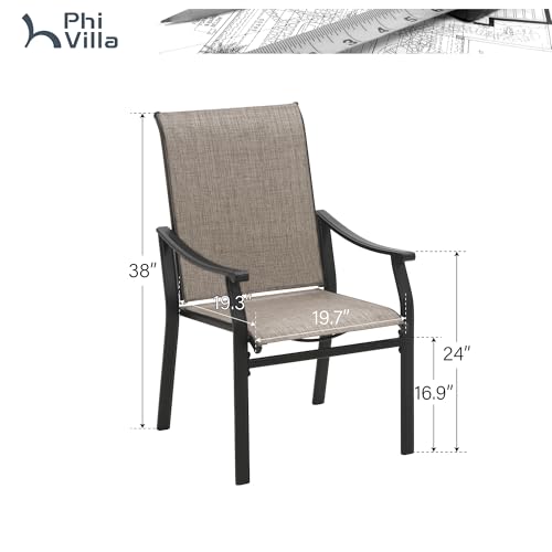 Outdoor Dining Chairs Set of 4, Breathable Textilene Fabric and Metal Frame with Backrest and Armrest,Quick-Dry and Rustproof,Patio Chairs for Lawn,Garden