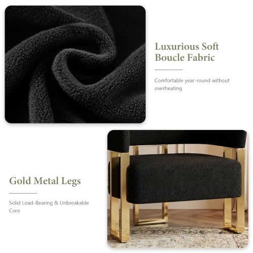Boucle Bucket Chairs in Gold with Curved Design, view 5