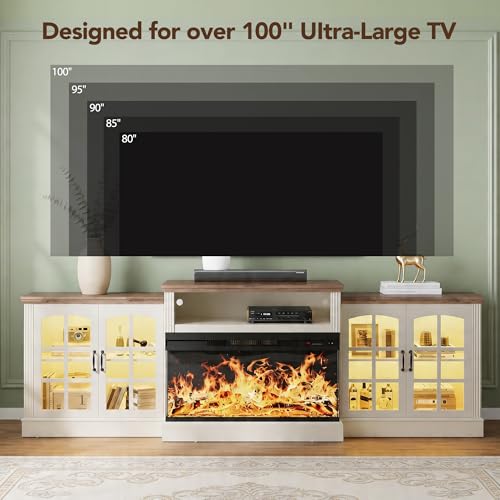 97'' Fireplace TV Stand with 3-Sided Electric Fireplace up to 100" TV, view 8
