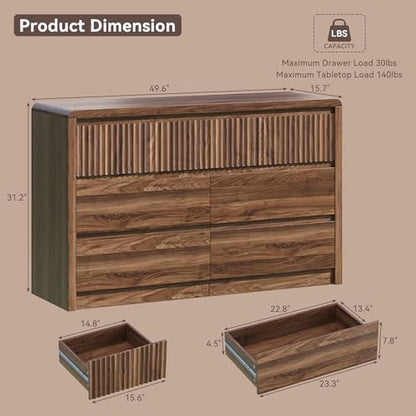 Fluted 7 Drawer Dresser for Bedroom, view 3