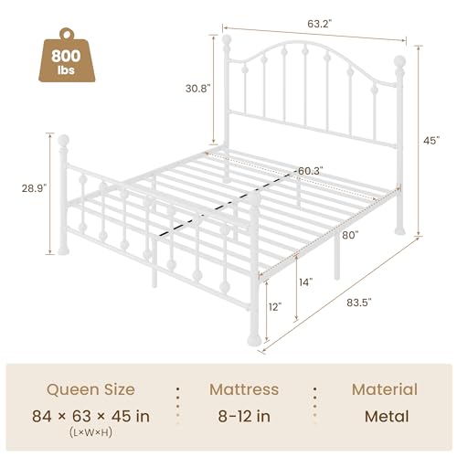 White Victorian Style Platform Bed with Curved Headboard, view 3