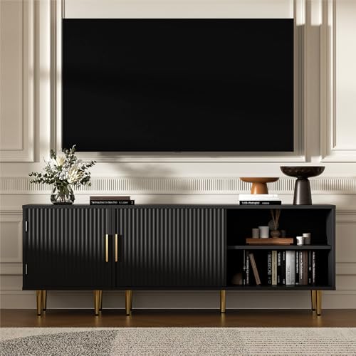 55" Combined Modern TV Stand for 55/60/65 Inch TV, Black, view 2