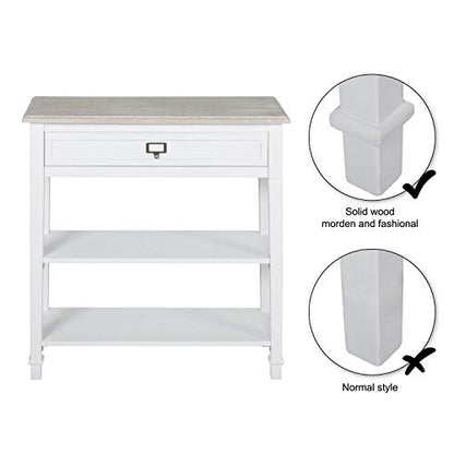 Console Table for Entryway Hallway with Drawers and Storage Shelf End Accent Table Furniture for Living Room Bedroom White