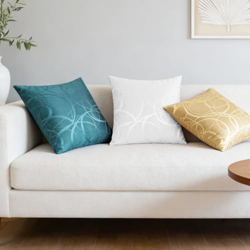 Throw Pillow Covers Pack of 2 Modern Shining & Dull Contrast Circles Rings Accent Geometric Cushion Cases Shells for Couch Sofa Home Decor 22 X 22 Inches Teal