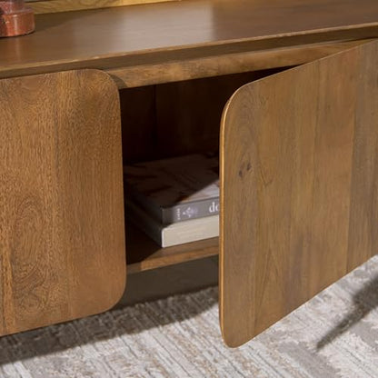 SAFAVIEH Couture Collection Grigorio Modern Brown Solid Wood 3-Door Sideboard, view 7