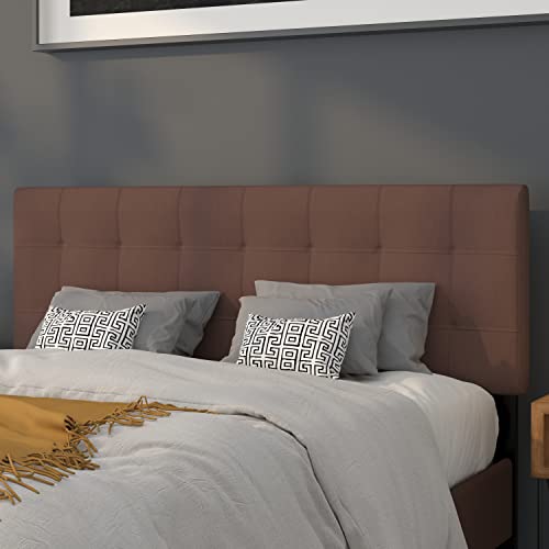Bedford Tufted Upholstered Queen Size Headboard in Dark Brown Fabric, view 2