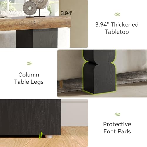 Large Console Table, 63-Inch Heavy-Duty Look, Behind Couch Sofa Table, Color Blocking Design, Bold Structural Presence, Modern Entryway Furniture for Living Room, Hallway, Foyer, Brown + Black
